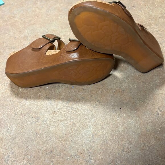 Kork-Ease Grace Brown Terra Leather Platform Wedge Sandals Size 8M Buckle Straps - Picture 8 of 11